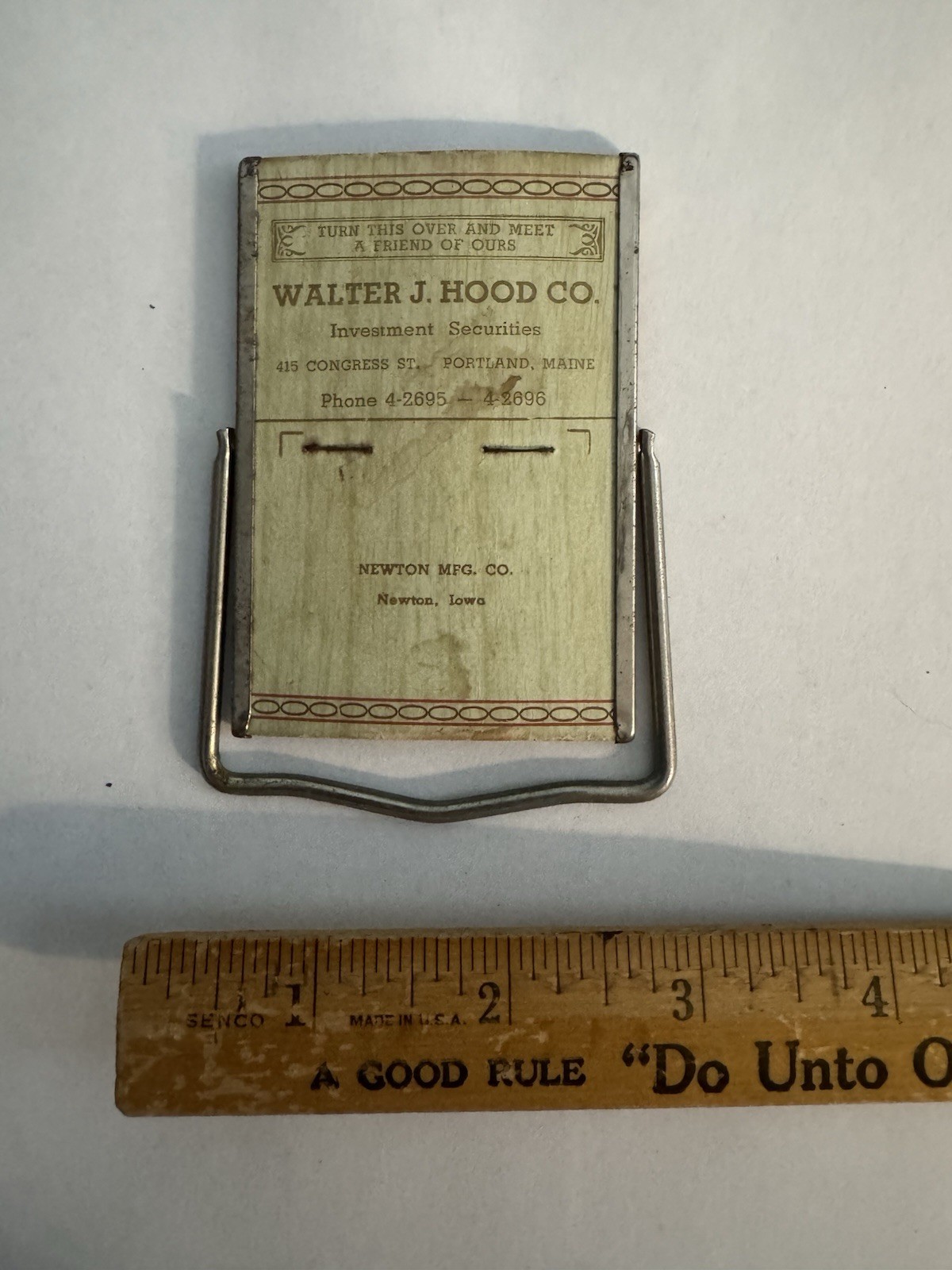 Vintage Walter J Hood Co Portland Maine Advertising Mirror Investment Securities
