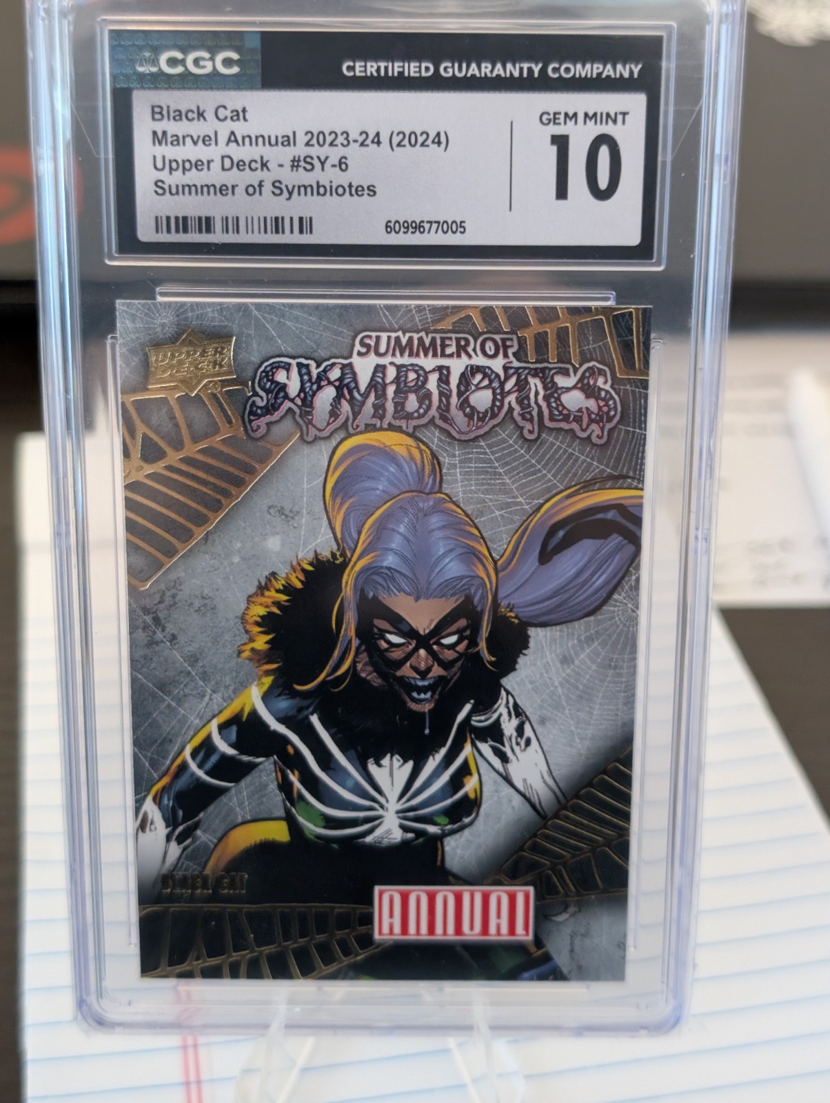 2023-24 UD Marvel Annual Black Cat Summer of Symbiotes #SY-6 CGC 10 Gem Mint