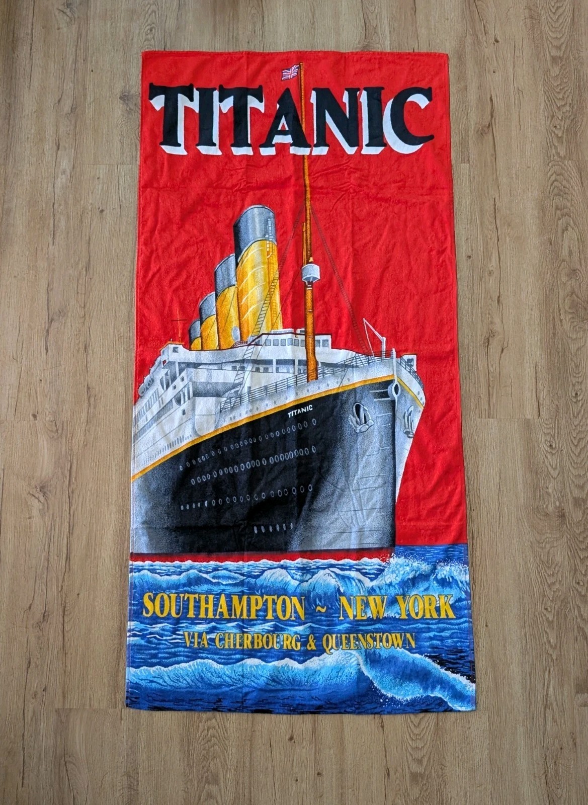 VINTAGE Hilasal TITANIC South Hampton-New York Beach Towel 100% Cotton NWOT