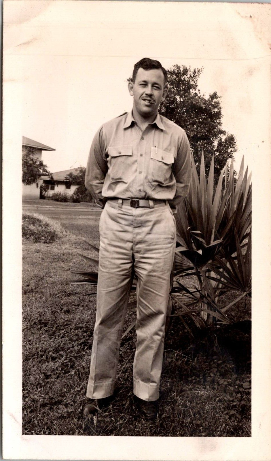 1940's Hawaii Cigar Navy Military HI  Black White Photo Vintage