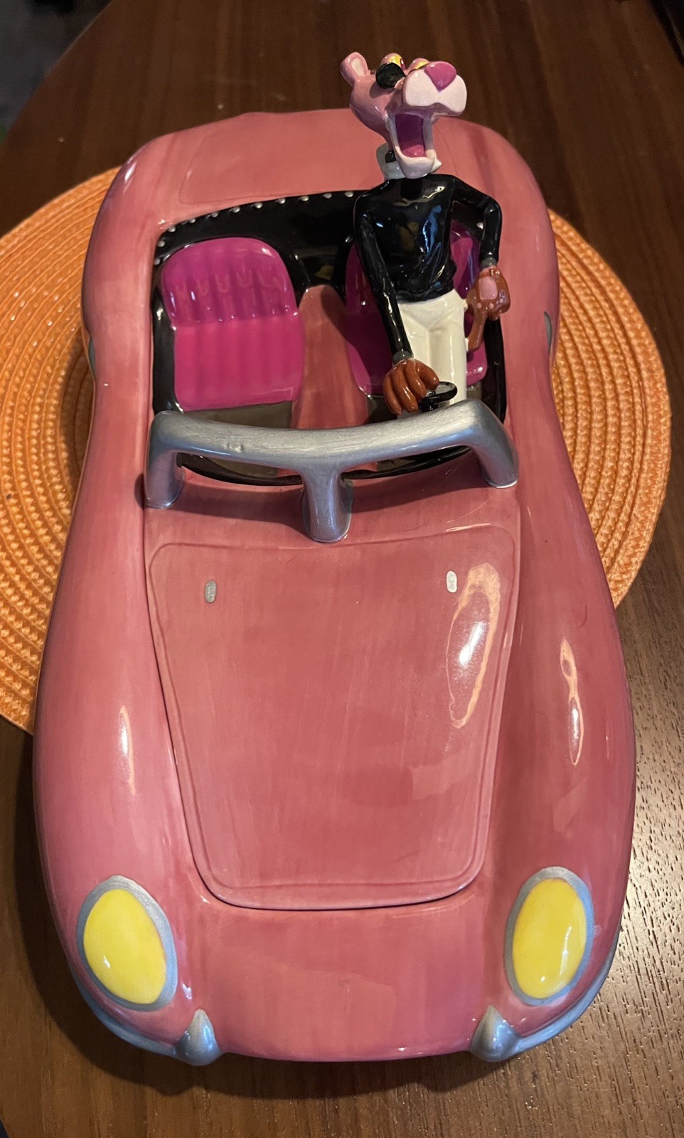 Pink Panther RARE Collectible Cookie Jar Pink Convertible Car 1999 Color of Cool