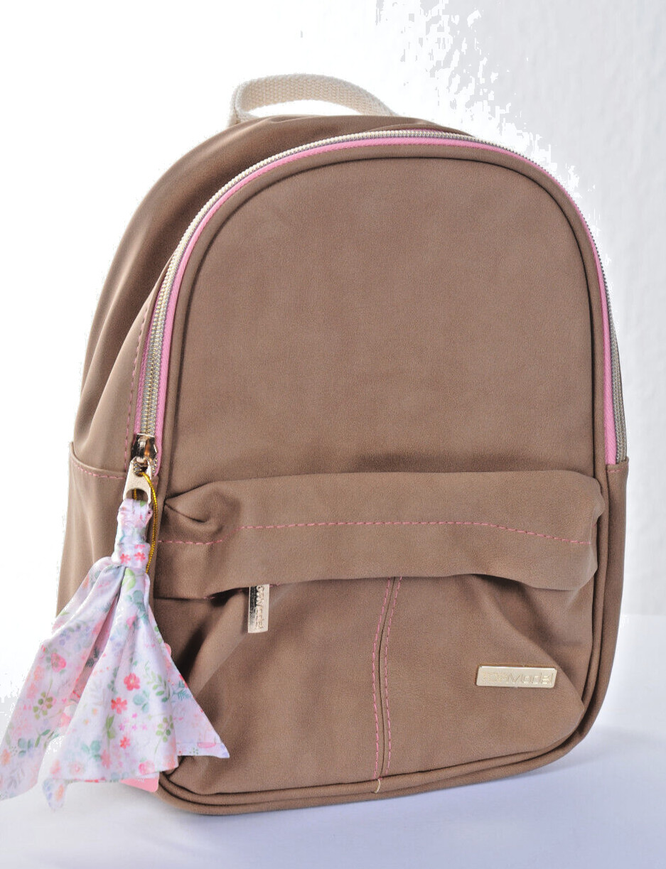 Miss Melody Small Backpack Shopping Bag Handbag New Brown Suede Effect