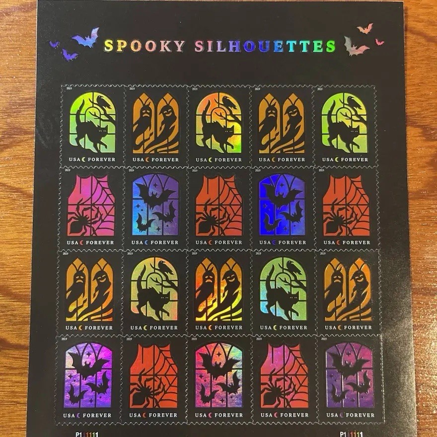 USPS SPOOKY SILHOUETTES HALLOWEEN SHEET OF 20 FIRST CLASS LETTER STAMPS