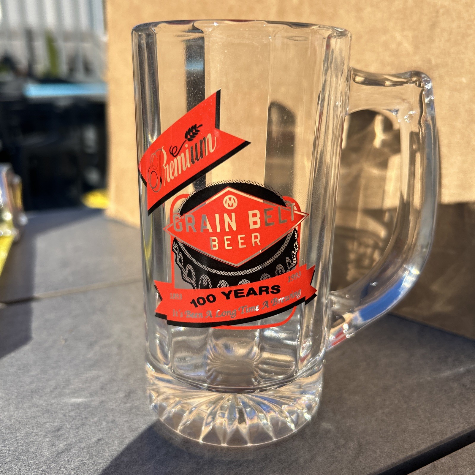 Vintage 1993 Grain Belt Premium Beer Mug 100 Years Anniversary Minnesota Glass