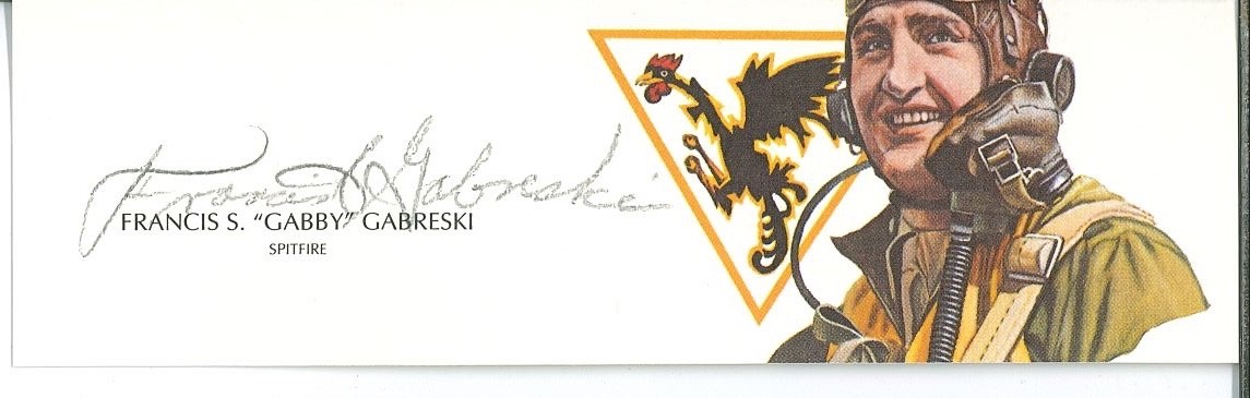 Francis Gabby Gabreski Signed Cut Signature GOE Lithograph 1991 (d) WWII Ace