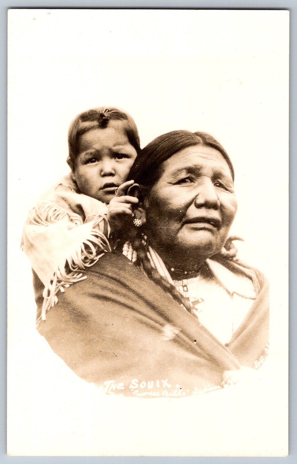 RPPC Sioux Woman & Child Pawnee Bill's Wild West Native American Real Photo