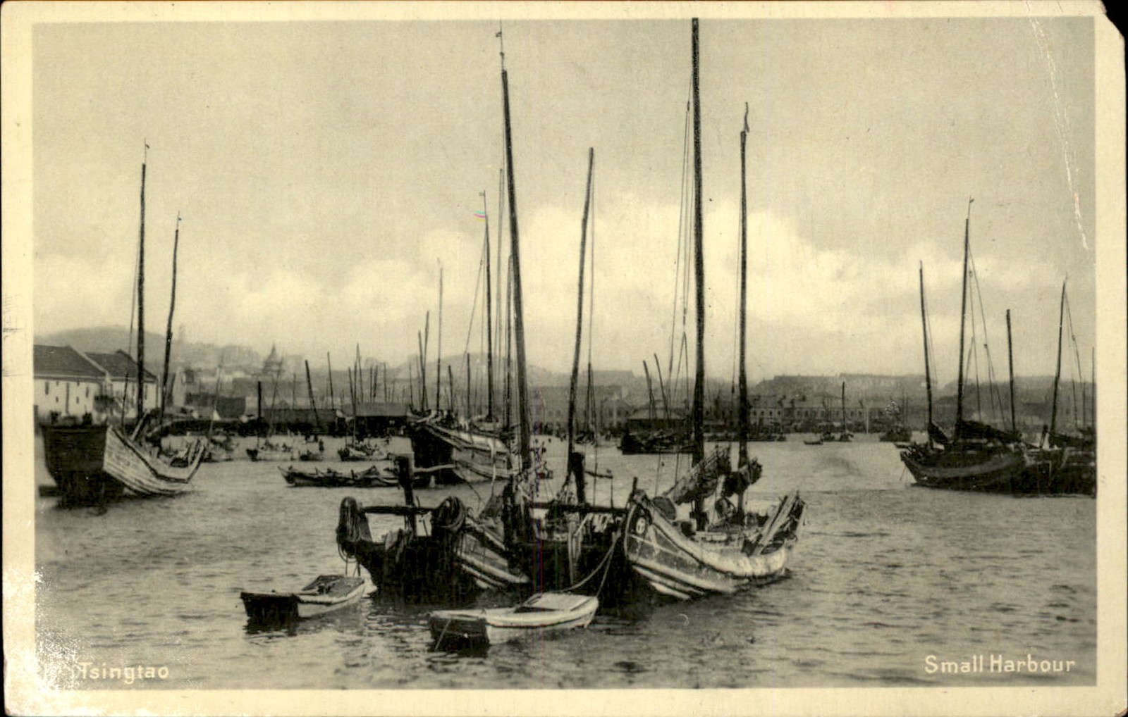 Tsingtao Qingdao Small Harbour Warehouse Max Grill c1900s-10s Vintage Postcard