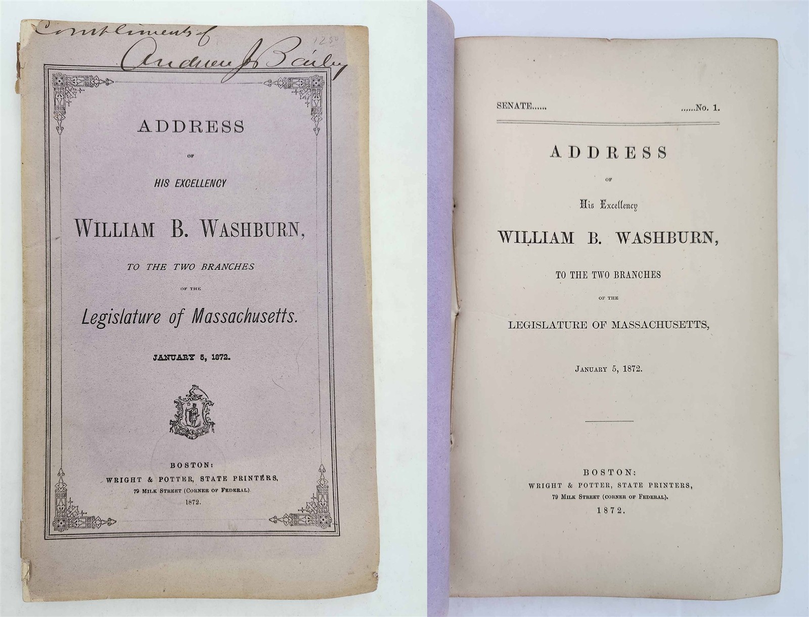 1872 antique WOMAN SUFFRAGE LIQUOR LAW RR massachusetts GOV WILLIAM B WASHBURN