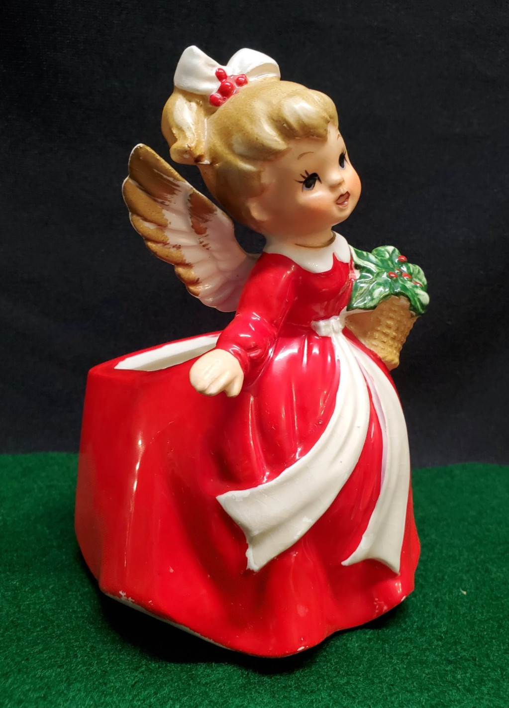 Vintage Christmas Angel Planter Figurine Inarco Japan Excellent