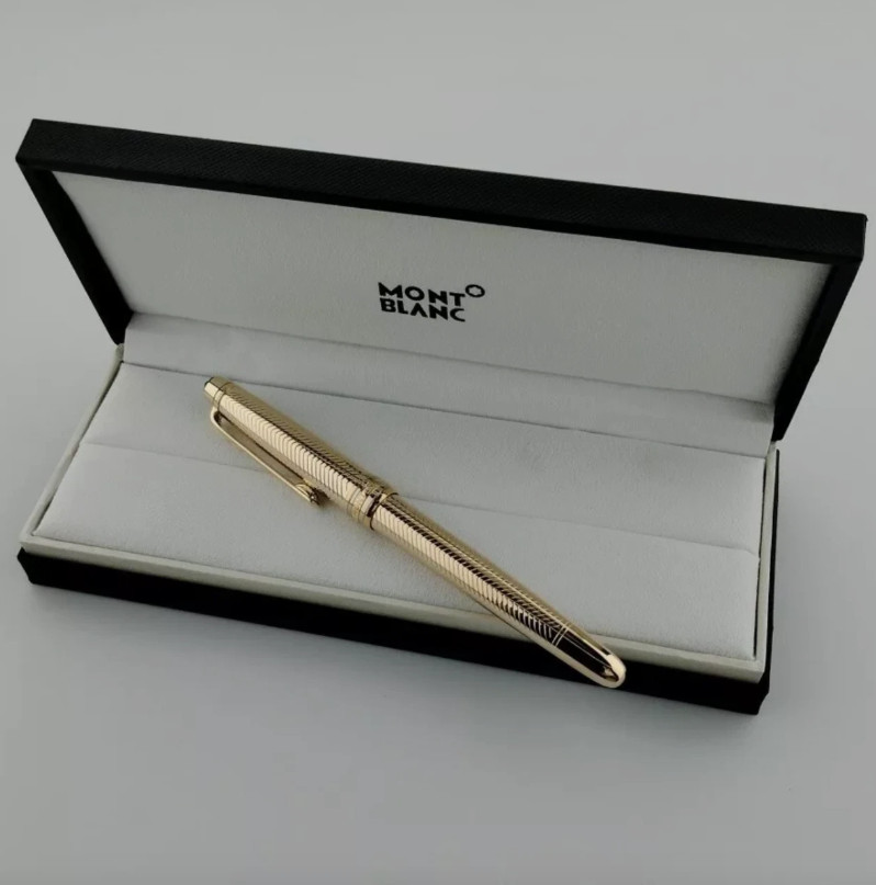 New Montblanc Meisterstück Rollerball Pen Gold Trim Luxury Office Gift 