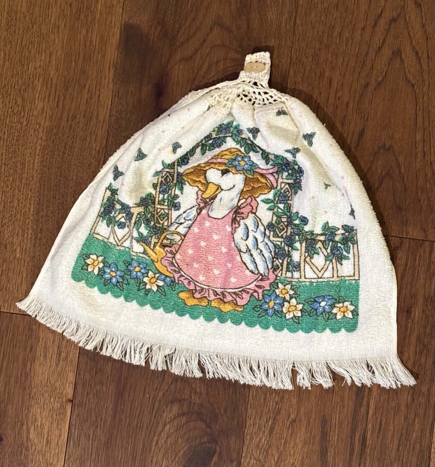 Vintage Country Mother Goose Hanging Kitchen Towel Cottage Granny Core Geese