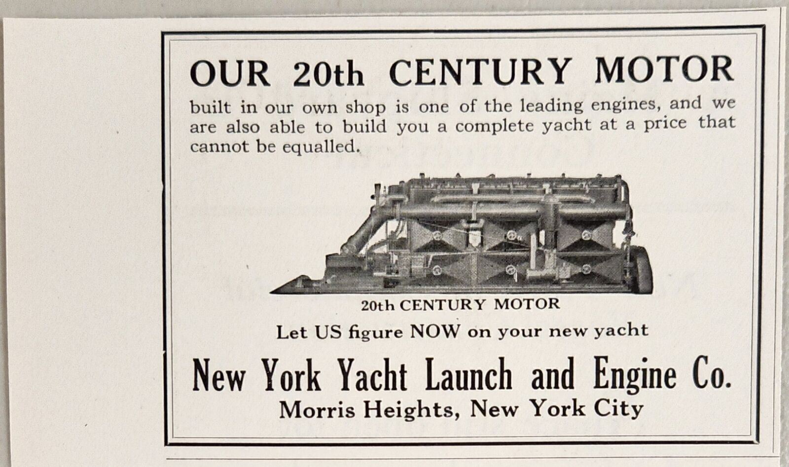 1927 Print Ad New York Yacht Launch & Engine 20th Century Yacht Motors NYC