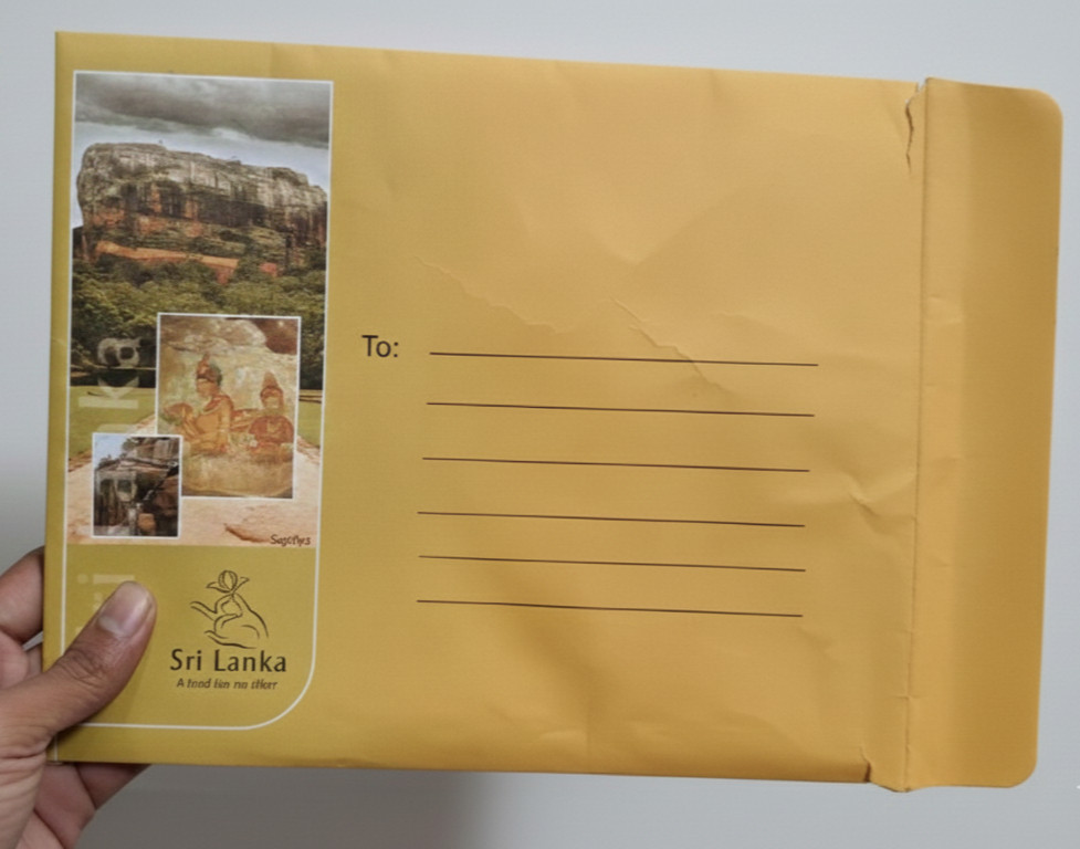 Vintage Sri Lanka Souvenir Envelope - Rare Unused Collectible - 8x10 Art Size
