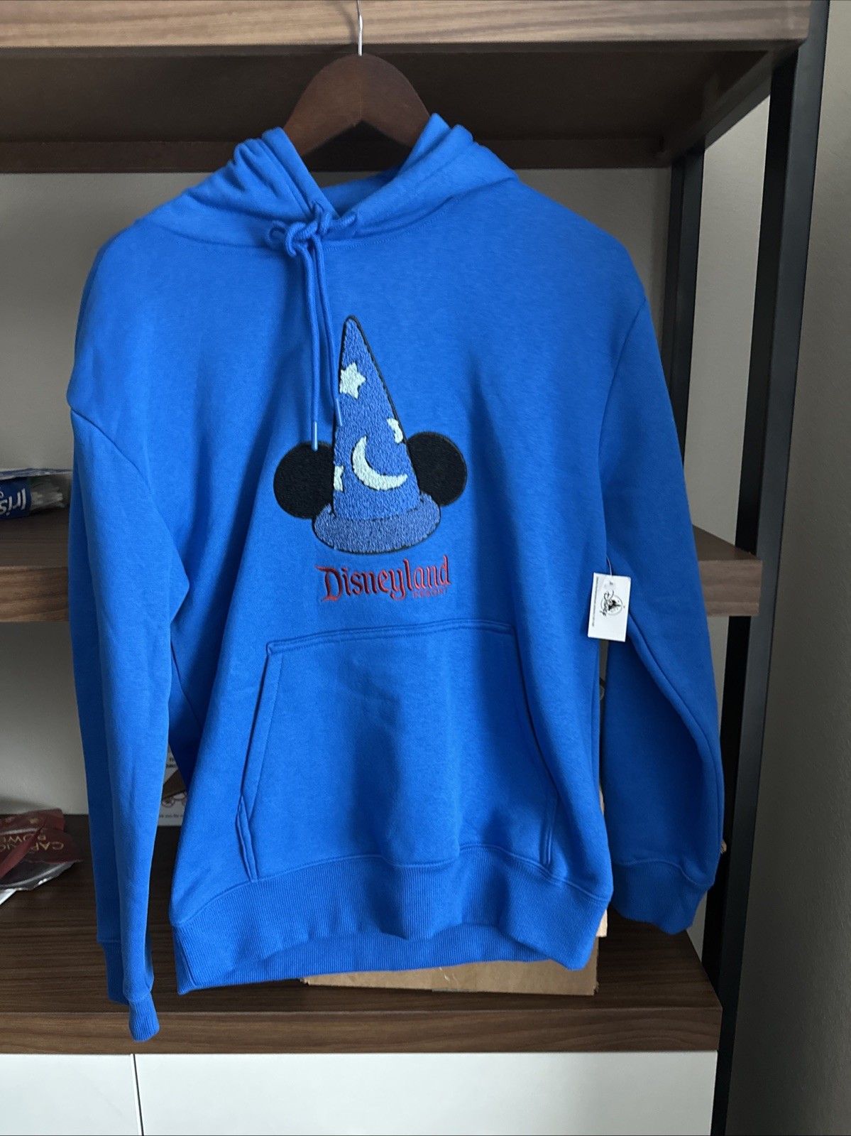 NEW Disneyland Resort Sorcerer Mickey Hat Hoodie Blue Pullover Sweatshirt - M