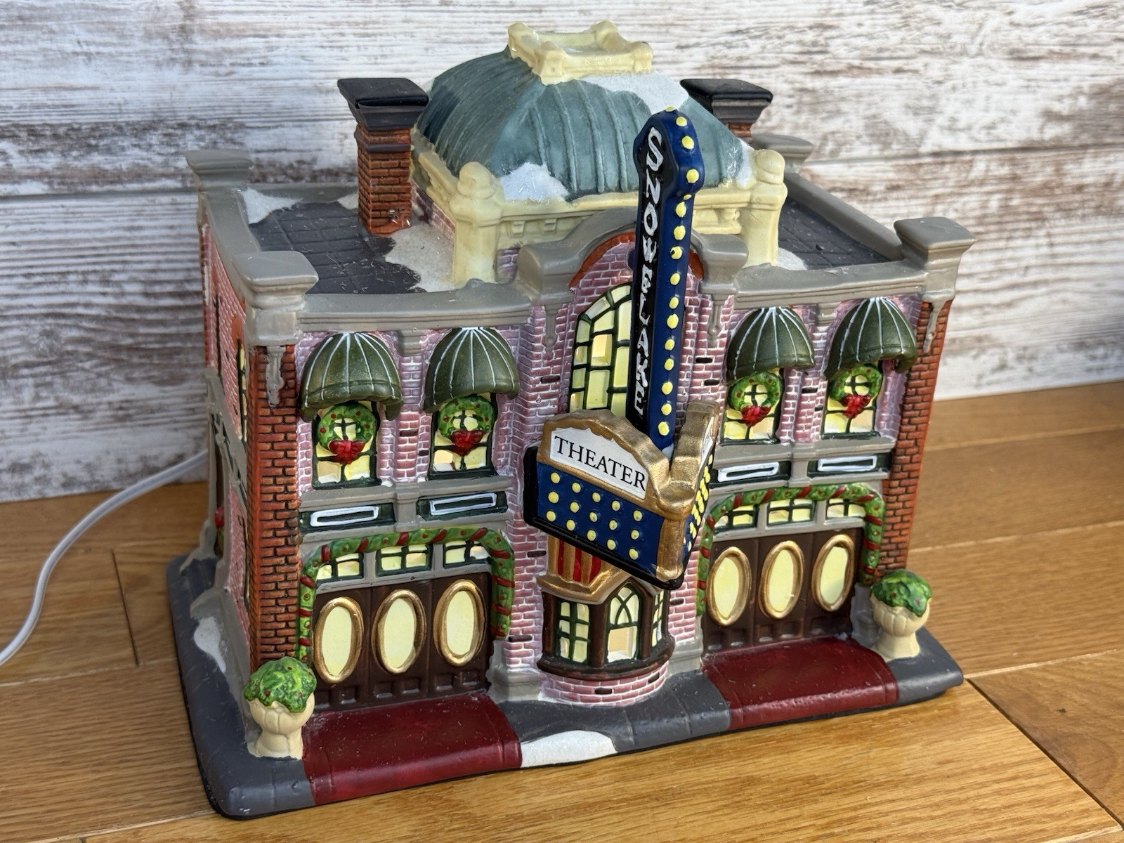Enchanted Forest Village Holiday Christmas Porcelain Lighted Movie Theater