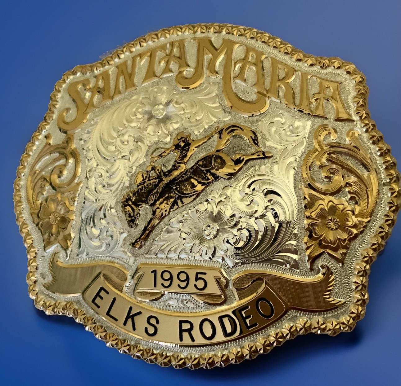 Rare 1995 Commemorative Santa Maria Elks Rodeo Belt Buckle, New, by Gary Gist