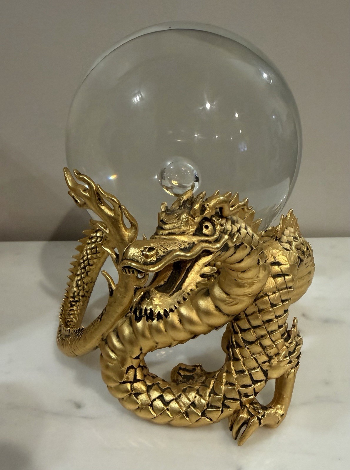 Vtg 1990 Franklin Mint Celestial Dragon Crystal Ball Gold Jeane Dixon 