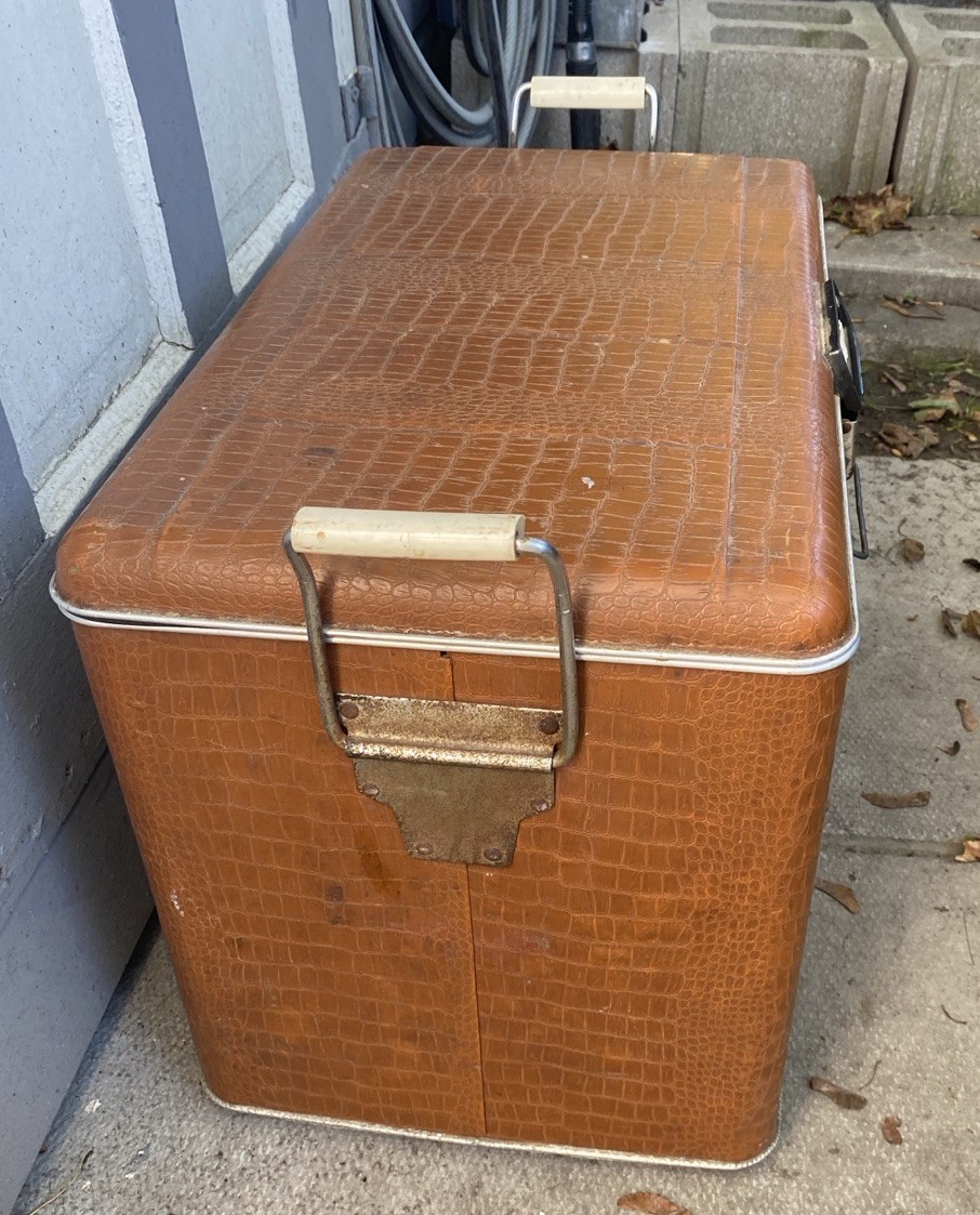 ​Vtg 1950s J.C. Higgins Faux Alligator Metal Cooler Ice Chest Sears Mid Century