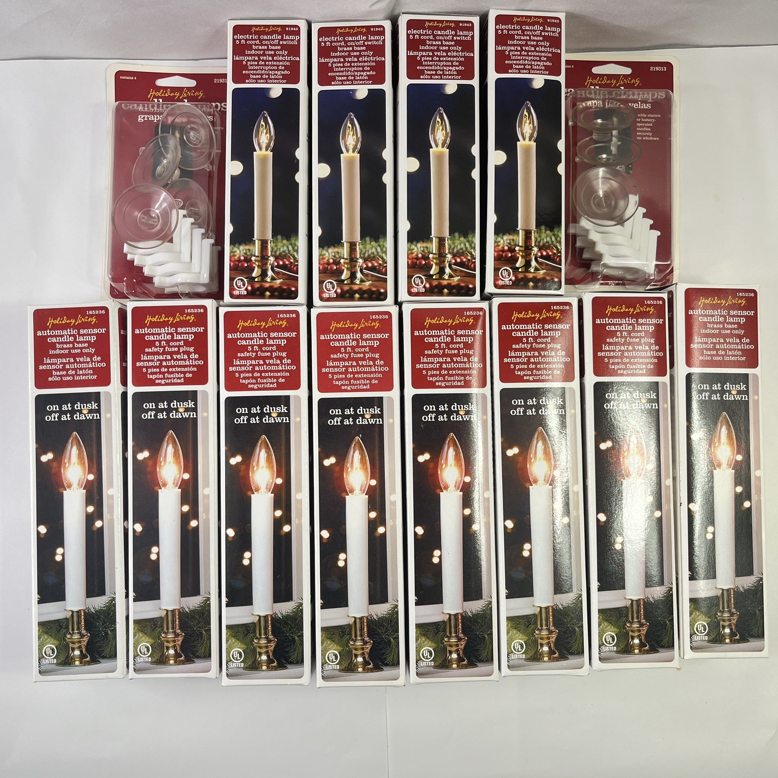 Lot of Vintage Candle Lights and Clamps - NOS Holiday Living Incandescent 