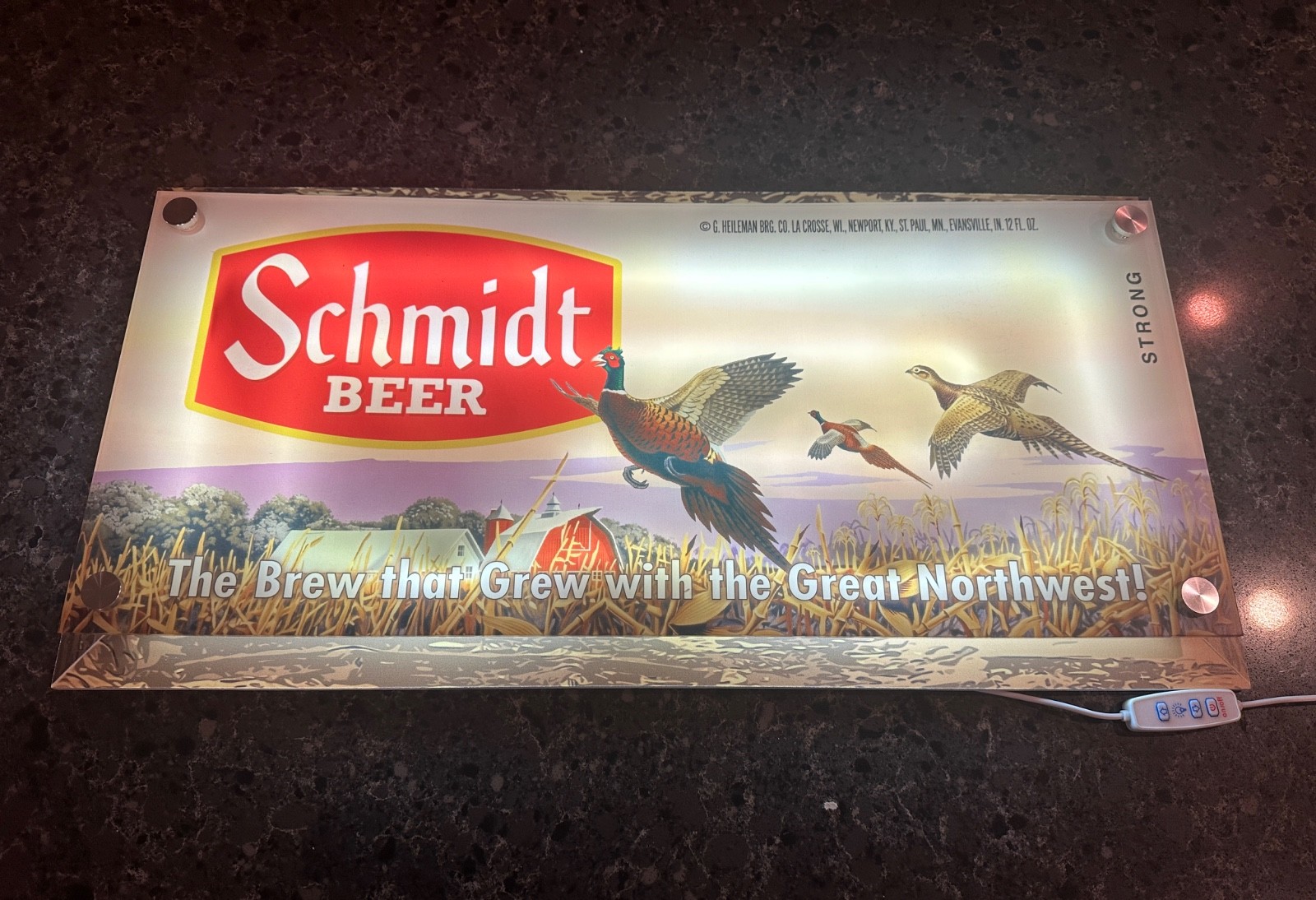 Schmidt Beer Pheasant LED Lighted Sign 12x24 Acrylic Bar Man Cave Hunting Decor