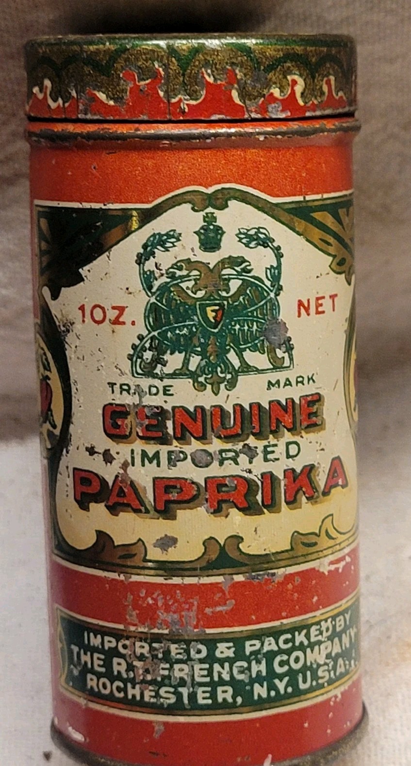 Rare Vintage FRENCH'S  Paprika Spice Tin Early Metal Rochester NY Nice Graphics 