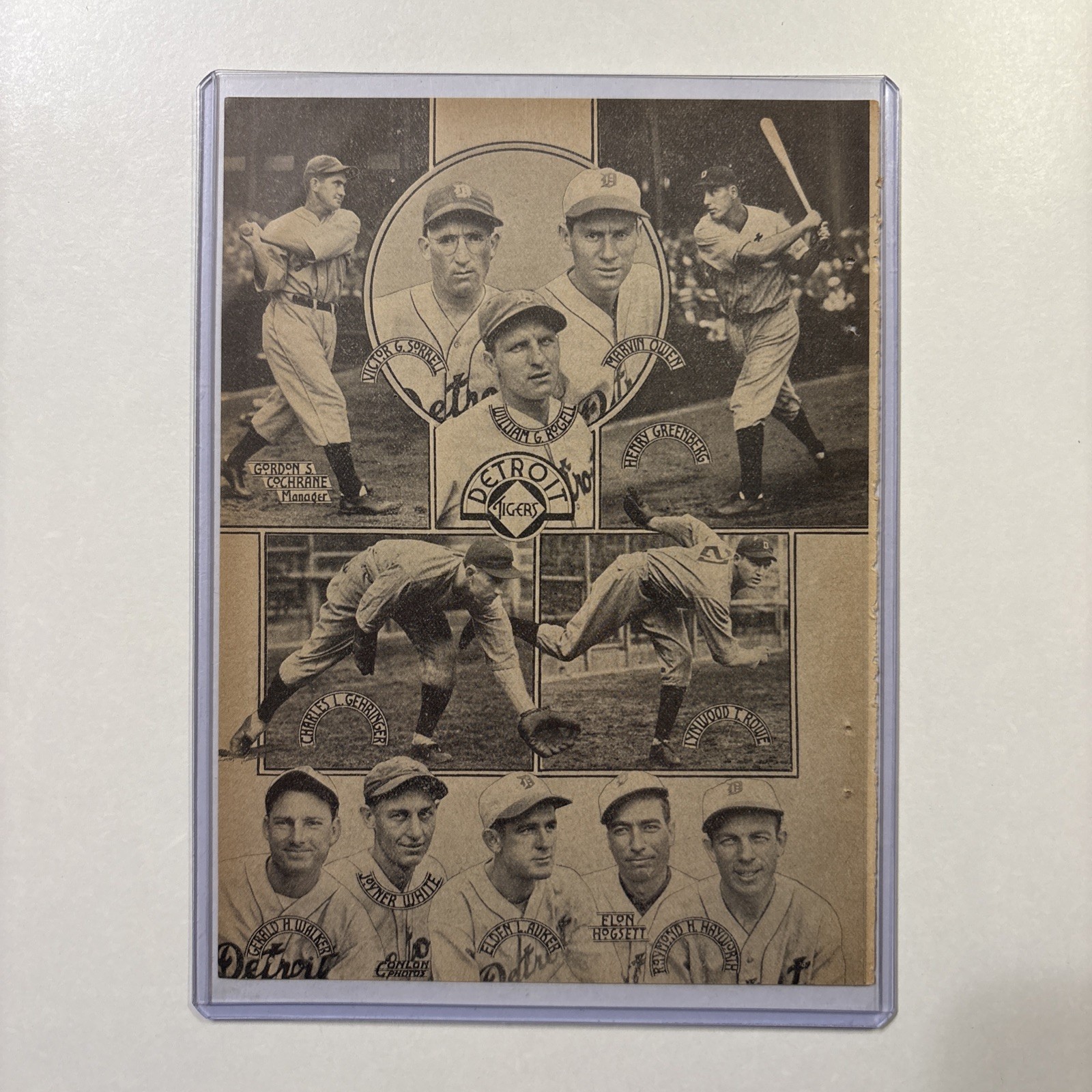 1935 Detroit Tigers Picture Gehringer/Greenberg/Cochrane Rare Antique Baseball