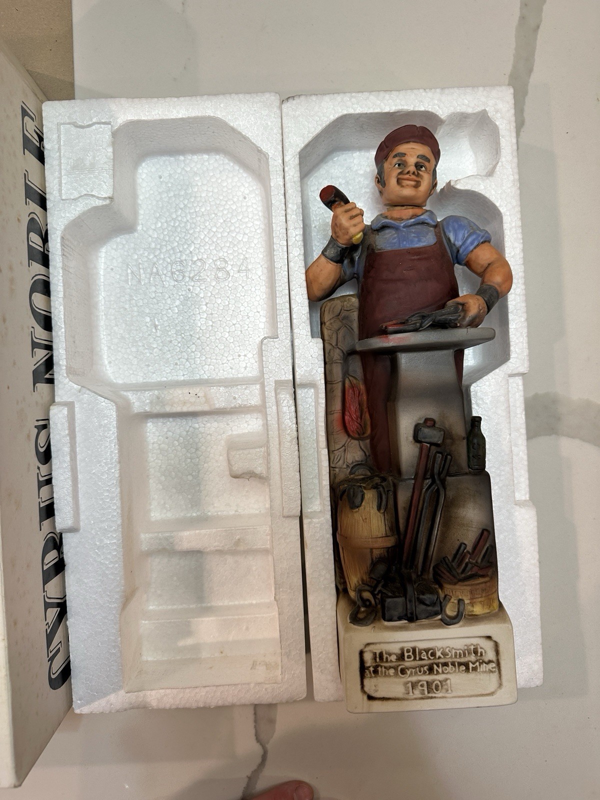 Rare Vintage Cyrus Noble Blacksmith Decanter 1974 Haas Bros Ceramic Whiskey  US