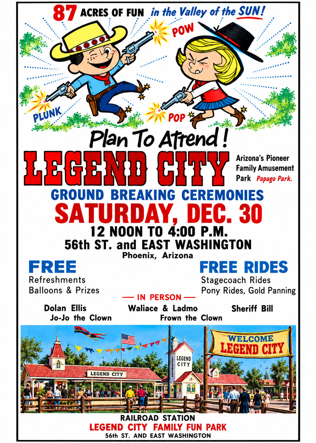 Vintage Legend City Amusement Park Grand Opening Ad Magnet – Phoenix, Arizona