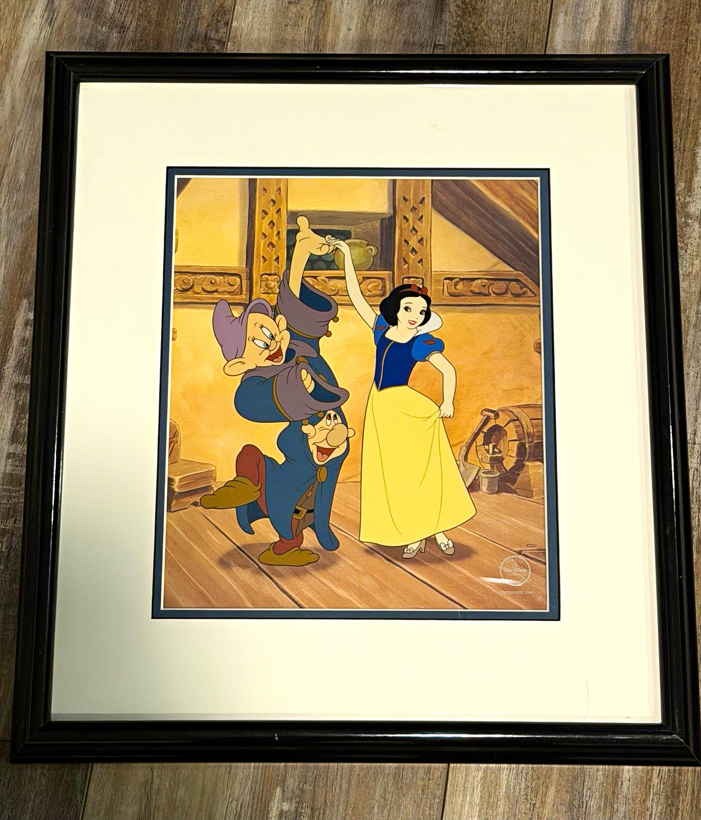 Disney Snow White & Seven Dwarfs Dancing Partners Framed Print COA 1999
