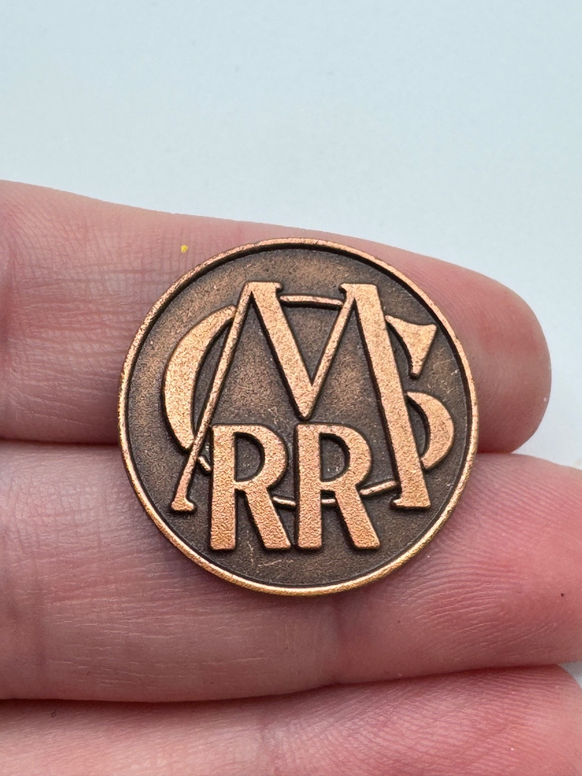 Catskill Mountain Railroad Lapel Pin CMRR Round Logo  Copper Tone
