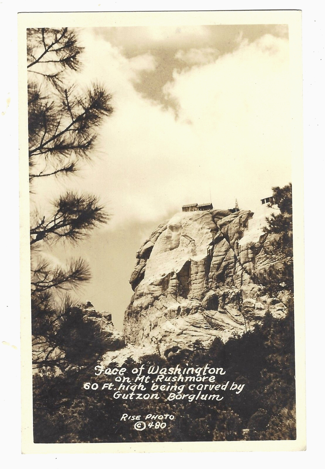 Postcard Undivided RPPC Face of Washington Mt. Rushmore Rise Photo 480 So Dakota