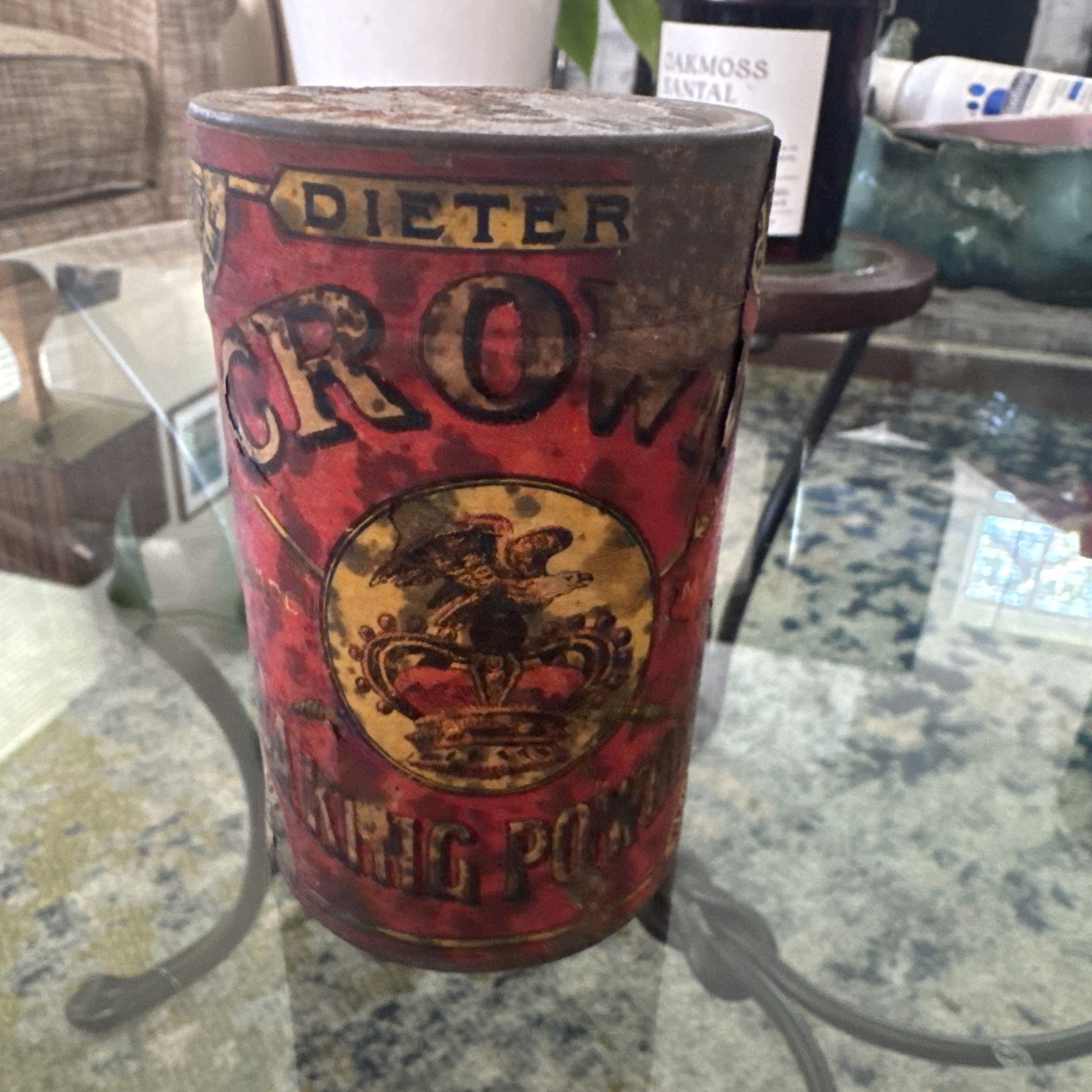 Antique 1900s Dieter’s Crown Baking Powder  Full Unopened Tin J P Dieter Chicago