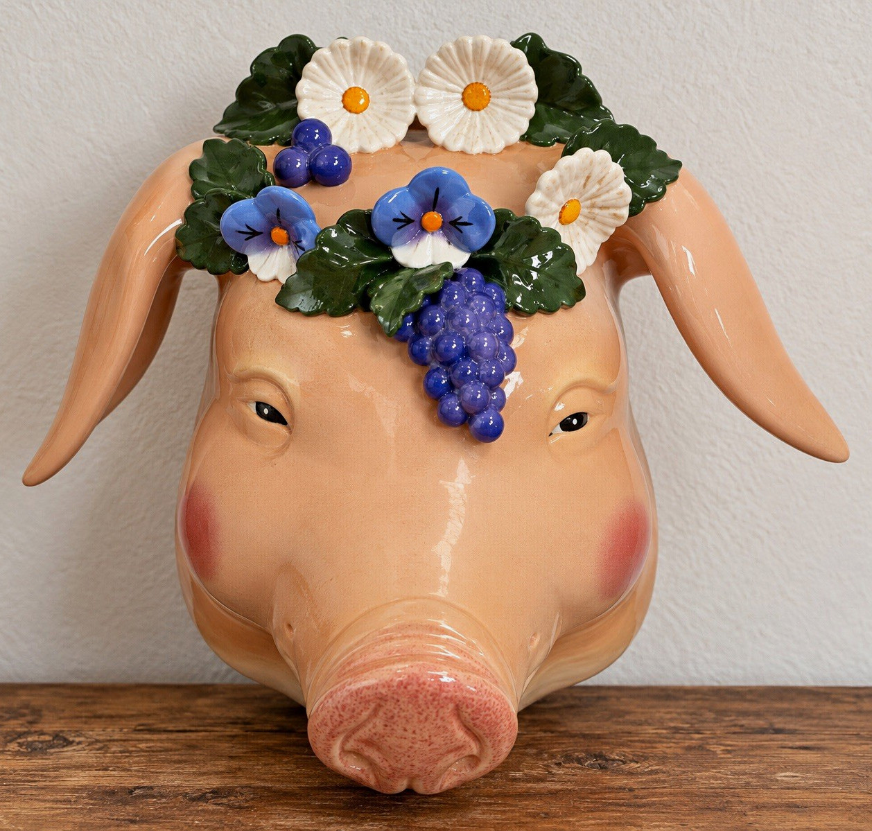 Vintage 1988 Sonja Magill Ceramic Pig Head Wall Sculpture – Santa Cruz, Californ