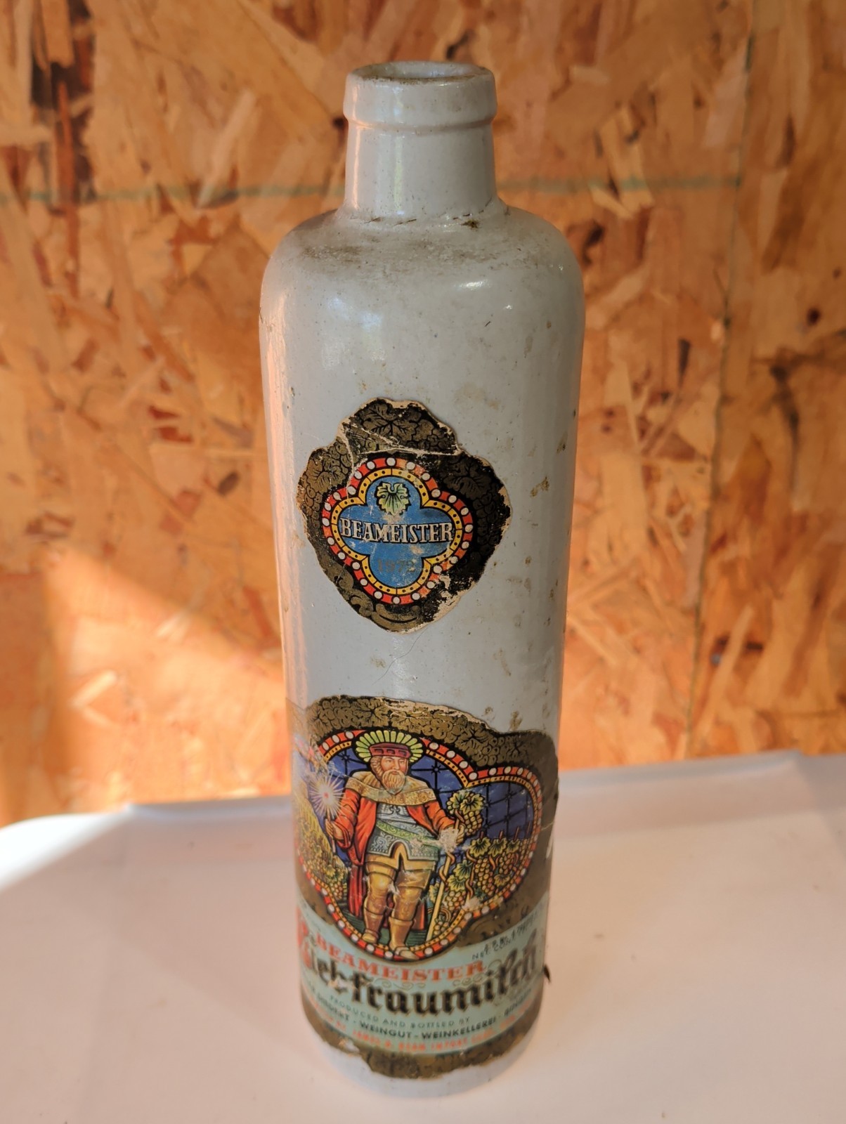 Vintage Empty Stoneware German Beameister Liebfraumilch Wine Bottle