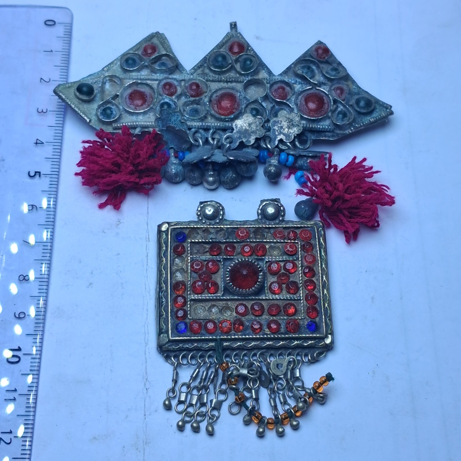 Unique Ancient Roman Silver  2 Pendants with stones Amulet Circa 2nd.-3rd.  AD