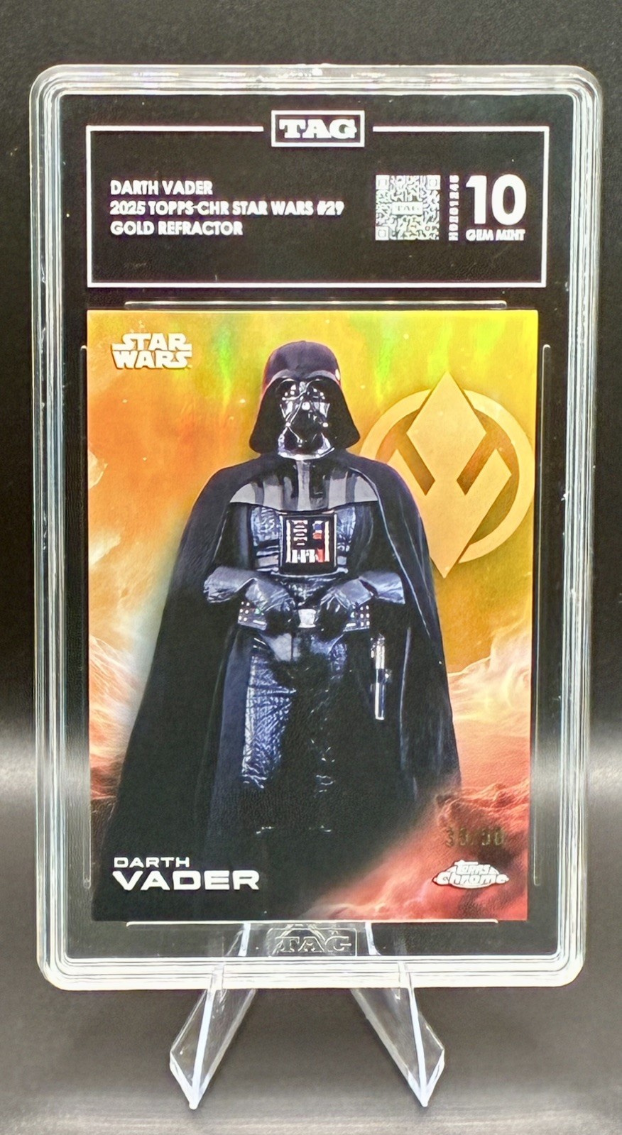 2025 Topps Chrome Star Wars Darth Vader #29 Gold Refractor /50 TAG 10 POP  1