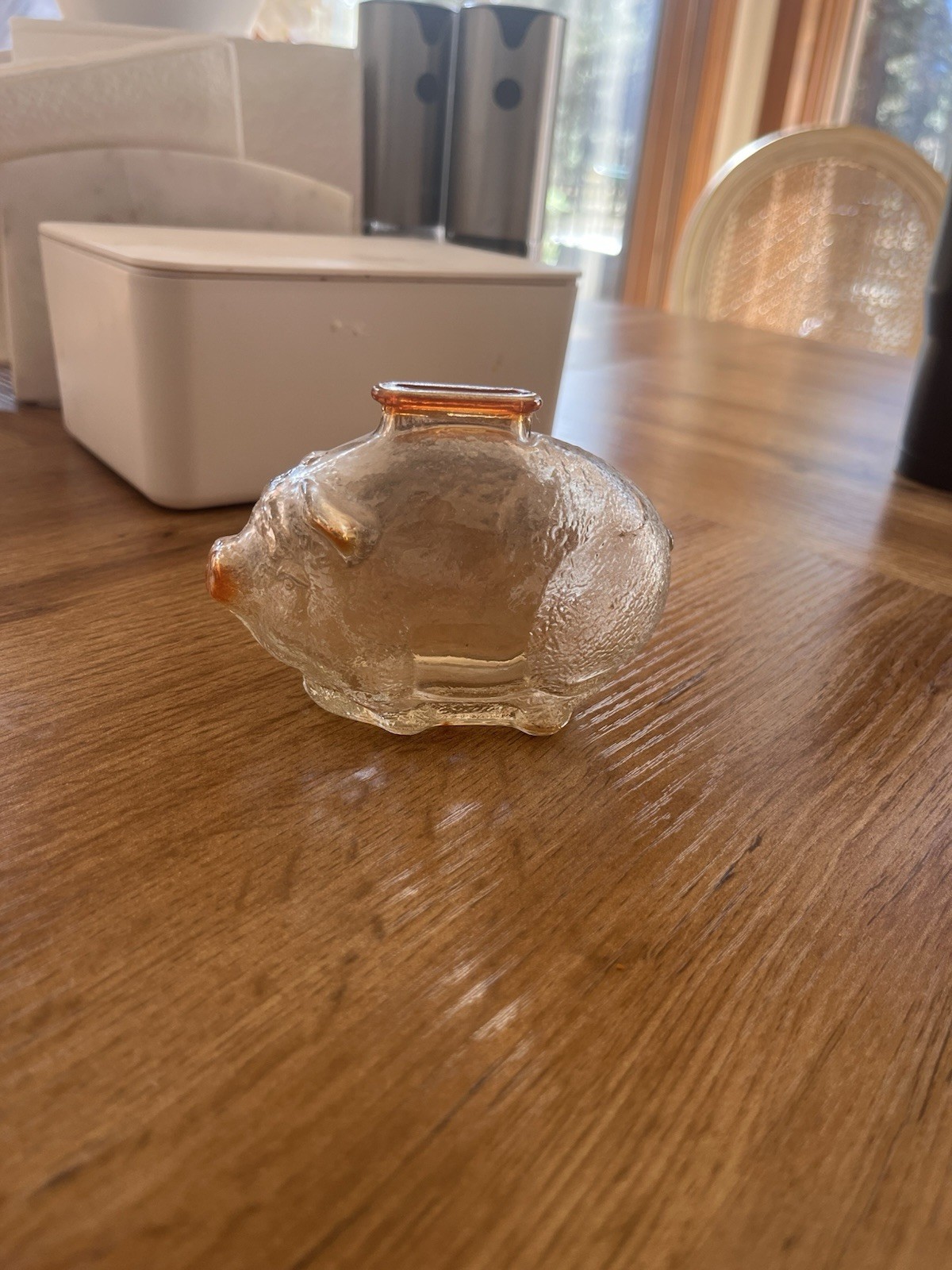 1950s Vintage Anchor Hocking Marigold Carnival Glass Piggy Bank.