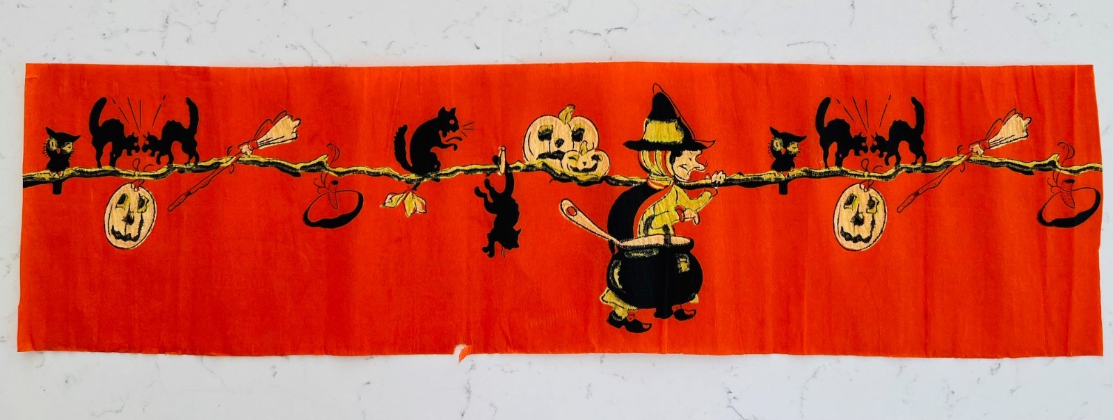 Vintage Halloween Witch Crepe Paper Banner Segment , Circa 1920\'s Auction #1
