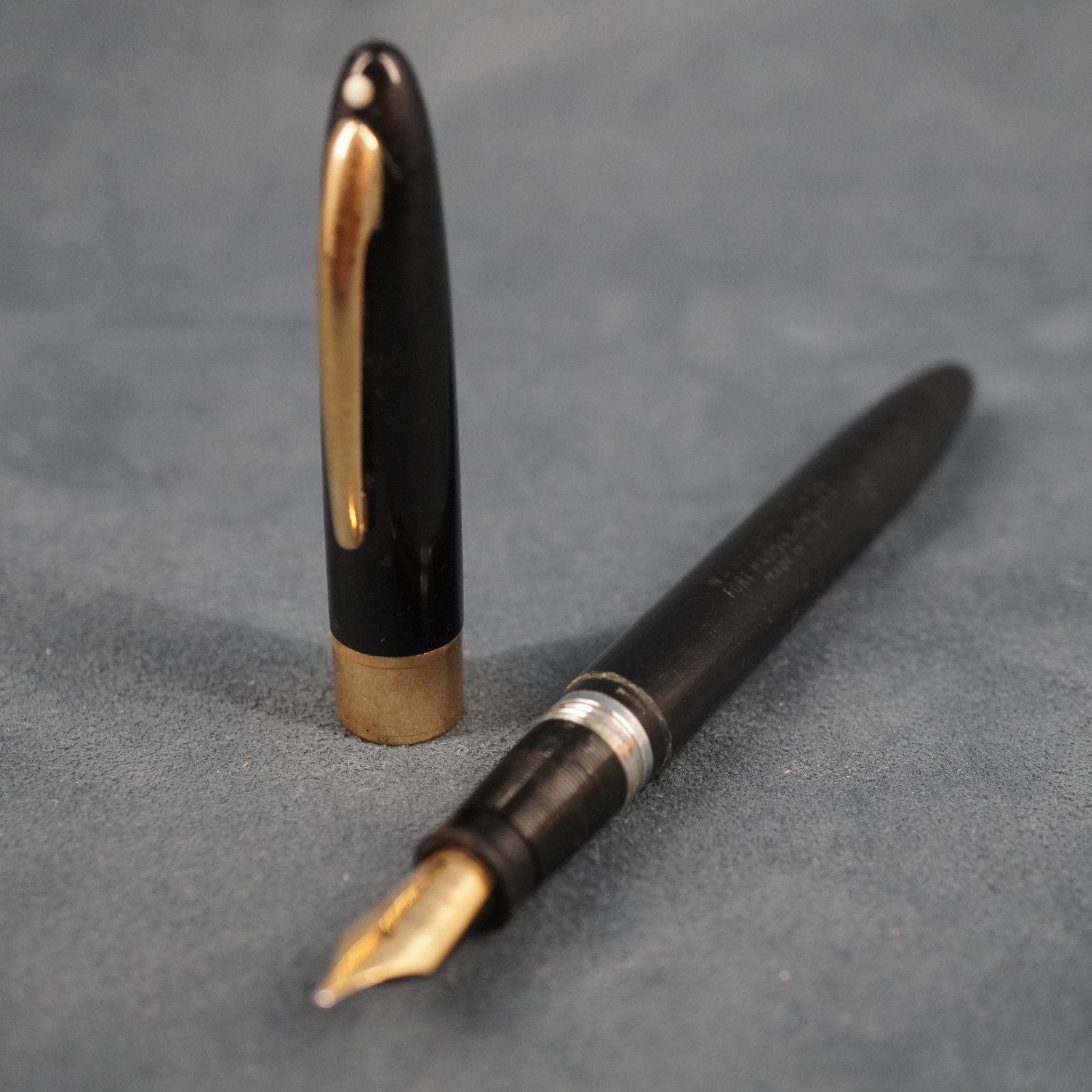 Vintage Sheaffer's White Dot Statesman Touchdown Black Fountain Pen 14k Nib