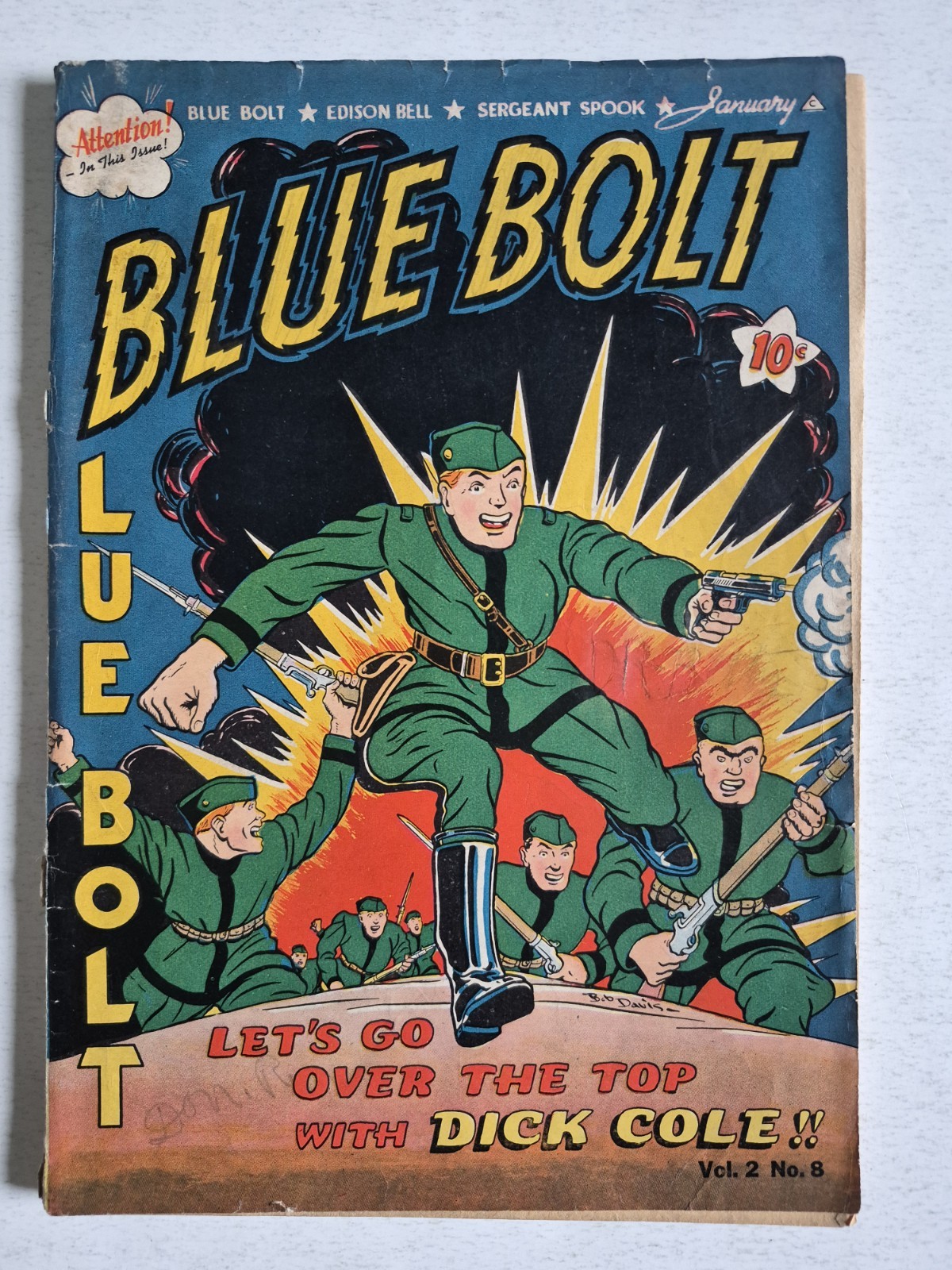 Blue Bolt Vol 2 #8 G/VG Bill Everett Cover 1942 Pre-Code Golden Age WWII Era