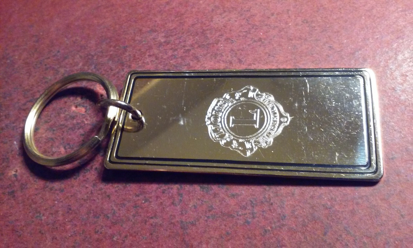 LIONS INTERNATIONAL Engraved Logo Gold-Tone Key Chain Ring Keychain Fob Tag