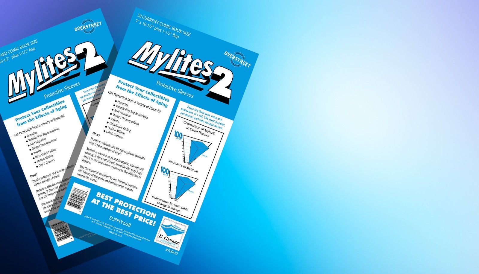 50 - E. Gerber Standard Comic Mylites 2 & 35 PT Full-Backs 725M2 700FB