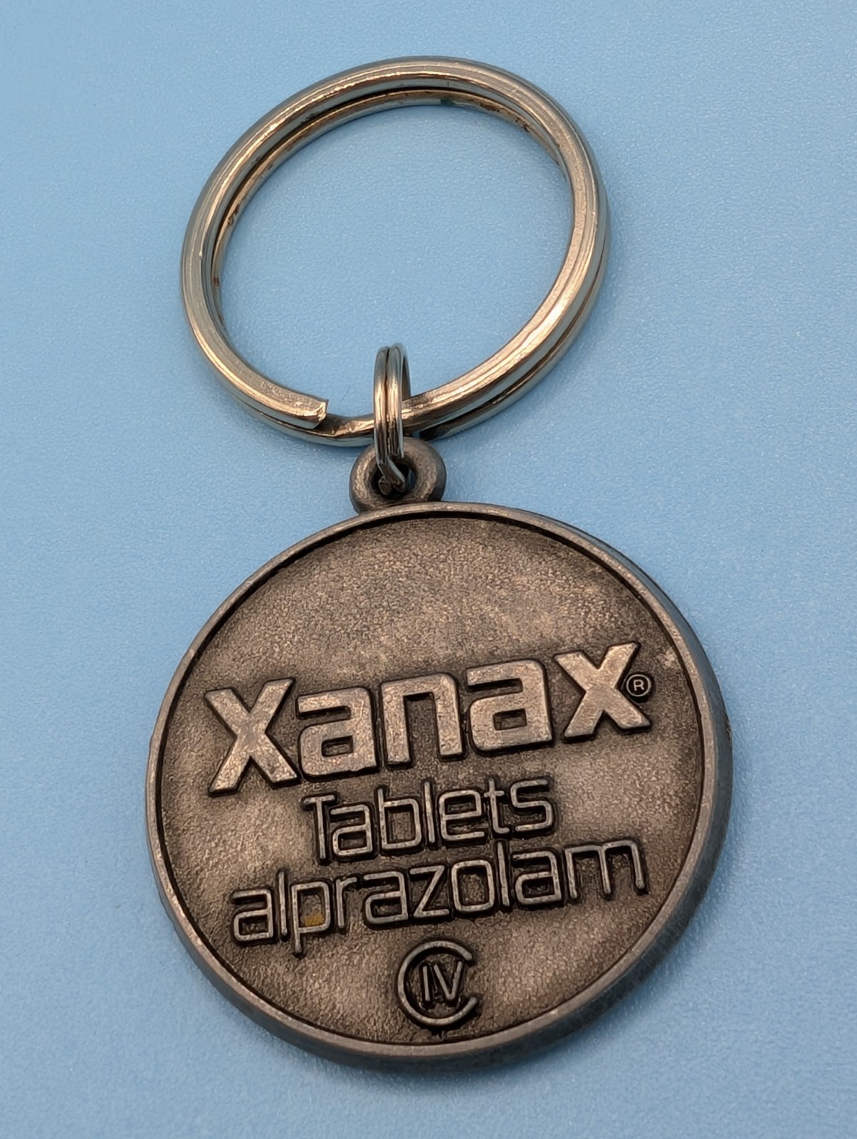 Vintage Xanax Medical Advertising Cast Metal Keychain Drug Rep BRAIN Original 