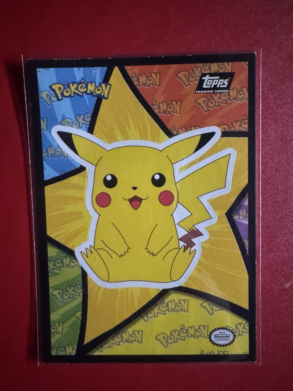 Topps 1999 Pokémon Trading Cards Pikachu Sticker Card (In sleeve & top loader)