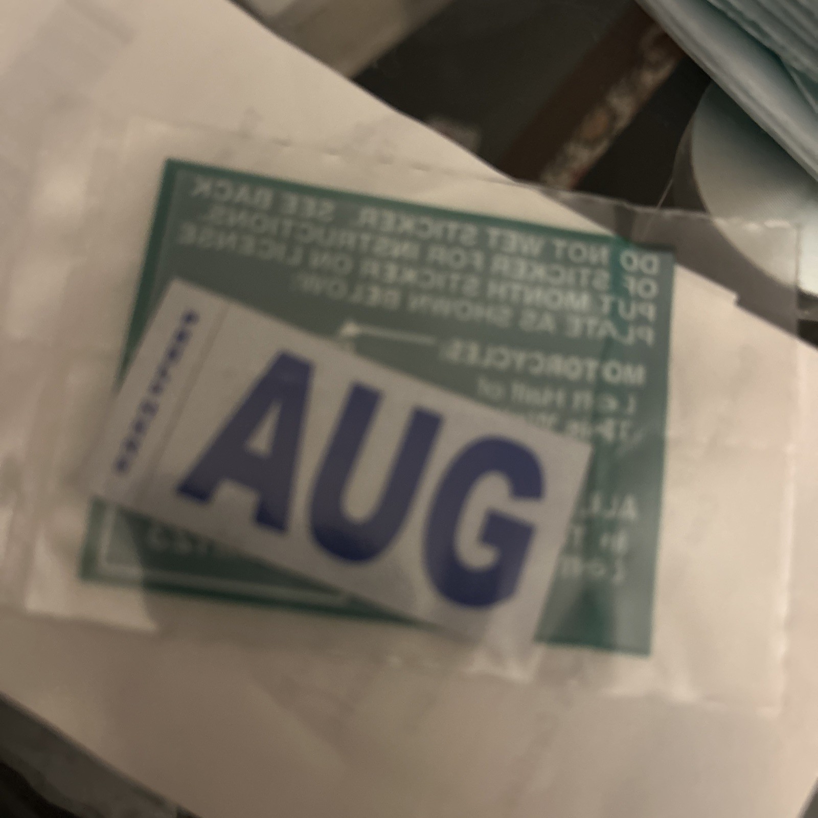 August California License Plate Sticker DMV Registration