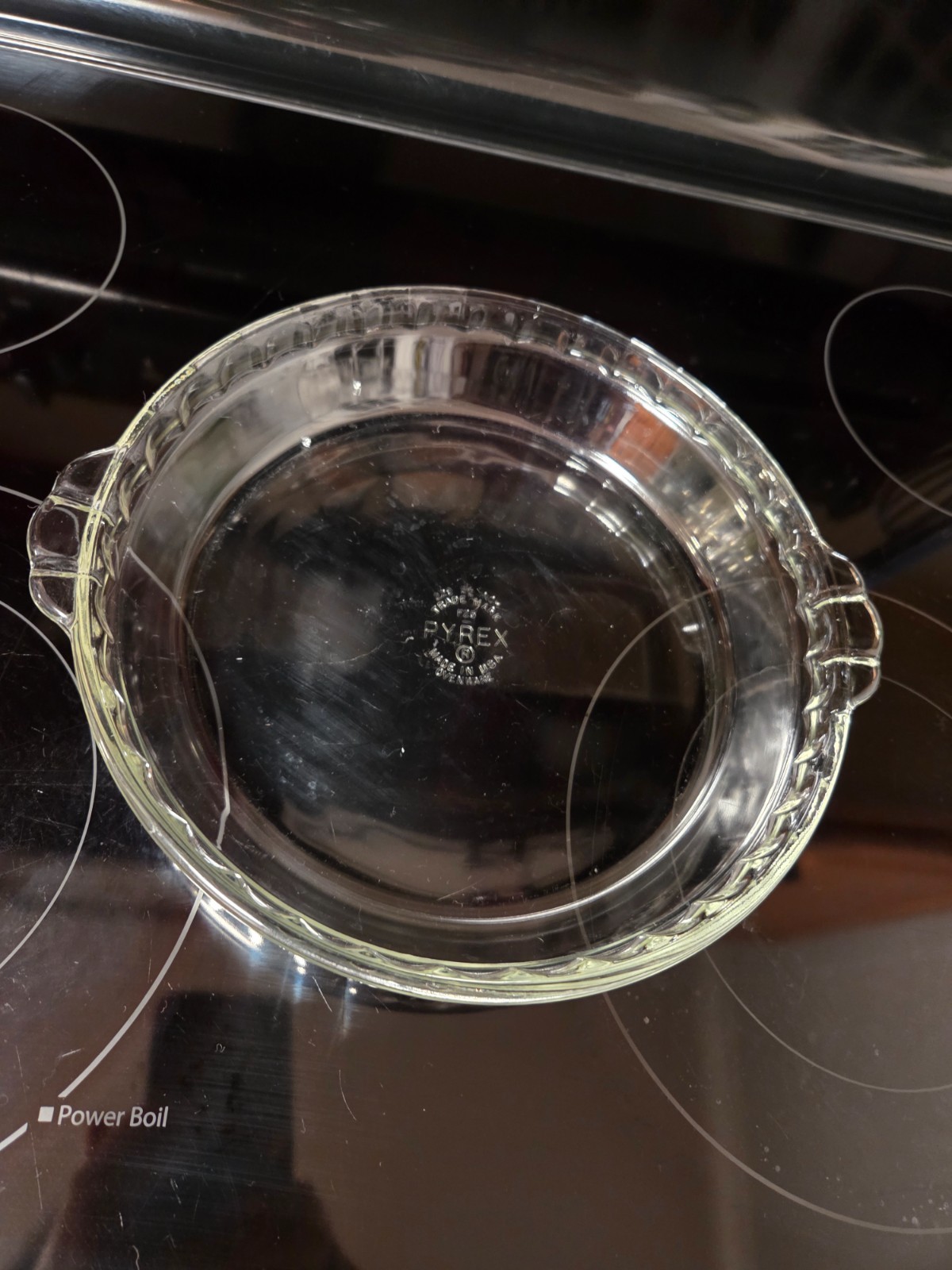 Vintage PYREX #229 Pie Plate 9.5 Inch Clear Glass with Decorative Scalloped Edge