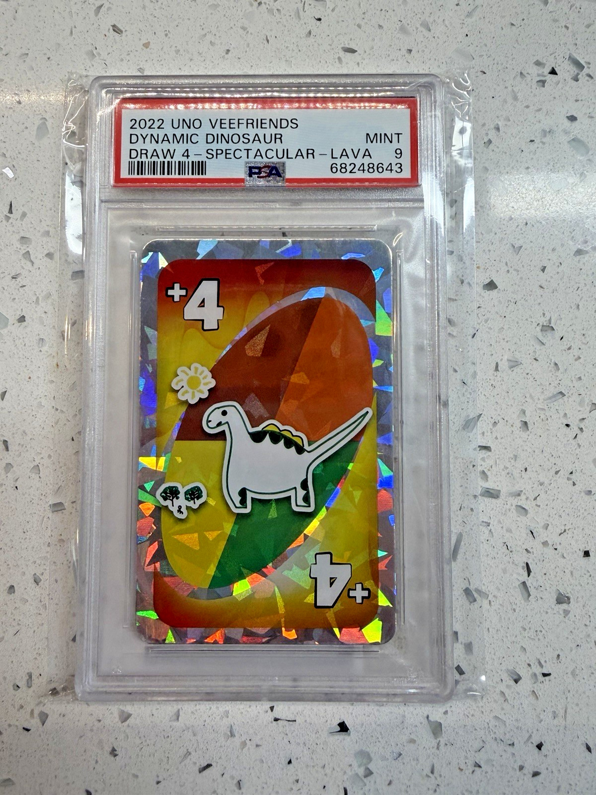 2022 UNO VeeFriends Dynamic Dinosaur Draw 4 Spectacular - Lava PSA 9