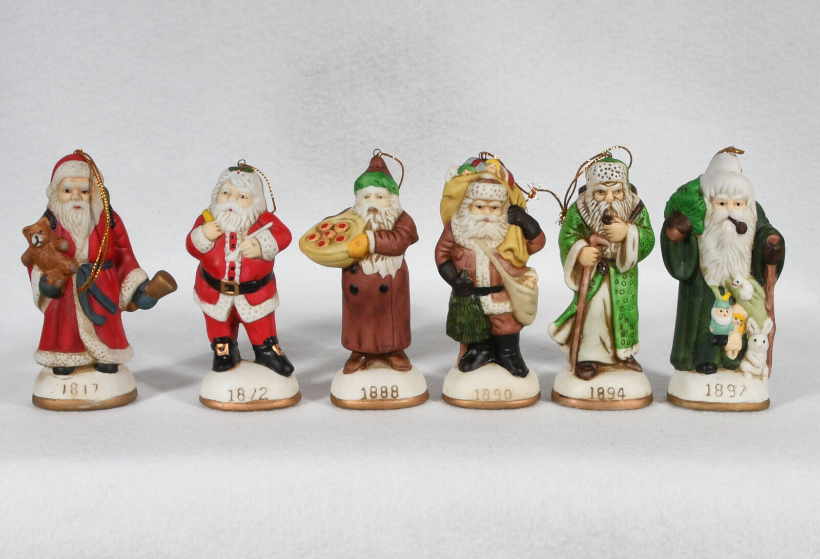 Reproductions Inc Memories Of Santa 6 Ornaments 1800s 17-22-88-90-94-97 (4 1/8\