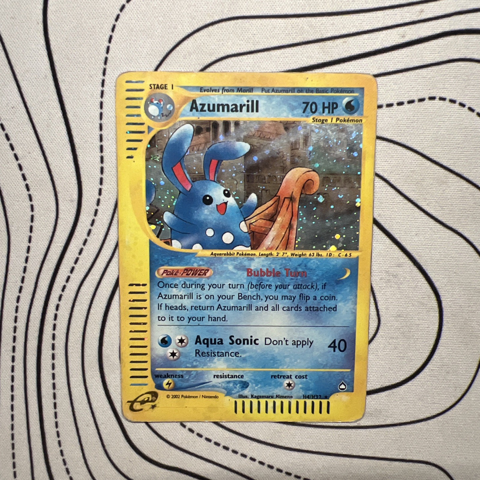 Azumarill H4/H32 Aquapolis Holo Heavily Played