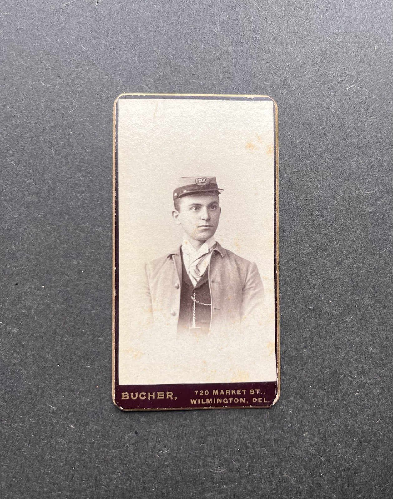 Antique 1870s Delaware College Cadet Small Cabinet Photo